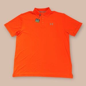 Under Armour Mens XL Orange HeatGear Polo Shirt Short Sleeve Golf Athletic NEW